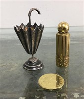 Sterling tooth pick holder & perfume bottle