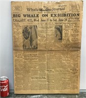 Vintage Calgary Whale Journal paper