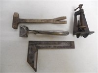 lot of 4 tools square, vice, & others