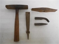 5 hammers, heads, dengelschtock & others