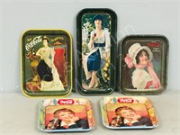 5- Coca Cola trays various vintages