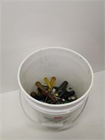 bucket of asst. hardware - files, wrenches, etc.