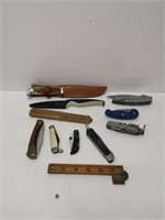 lot of assorted knives and rulers