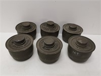 Vintage military gas mask filters, 6pcs