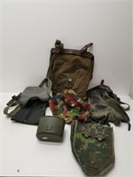 bag of misc military items, bags, pouches, etc.
