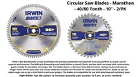 IRWIN
Circular Saw Blades - Marathon - 40/80 Toot