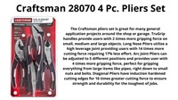 Craftsman 28070 4 Pc. Pliers Set