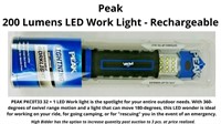 Peak 200 Lumens LED Work Light - Rechargeable