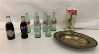 Coca Cola bottles & oval serving dish lot