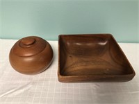 Tabaco Bowl, square wood bowl 10"x10"