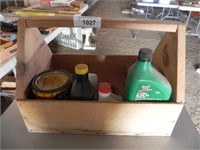 Vintge Wood Tool Box w/misc. supplies