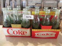 Vintage Coke Bottles - 2-6pks in cardboard holders