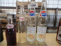 4 Vintage Pepsi Bottles - 2, 1977 Iowa vs ISU