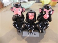Vintage Porcelain Say-Hear-See No Evil Monkeys