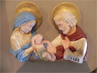 Vintage Chalk/Plaster Holy Family Wall Hanging