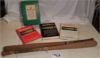 3 Baseball Books & 2 old bats