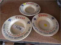 Vintage Coors Ash Trays, lot of 3