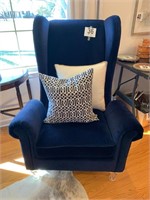 Blue Wingback Chair (Matches #33) (3ft W x 52"T x
