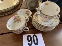 Rose China Cup & Saucers (7 Plates) (4 cups)