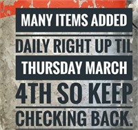 Many items added daily right up until Thursday