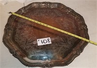 Large 24” diameter Silver Serving Tray