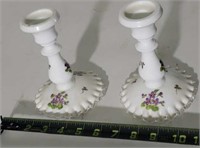 Fenton Handpainted Glass Candle Holders