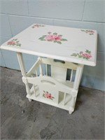Hand-painted Wooden End Table/Magazine Holder
