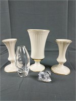 Lenox Vase, Candlestick Holders, Swarovski and