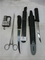 2 Fish Fileting Knives / Fish Scale / Tongs