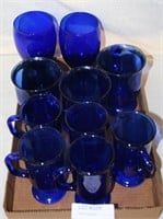 FLAT BOX OF COBALT BLUE STYLE GLASSWARE