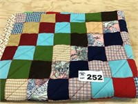 PATCHWORK POLYESTER QUILT. ( some damage)