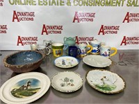 Lot of mugs and decorative plates