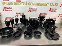 Lot of black glass dishes
