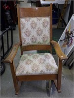 Vintage upholstered wood rocking chair!