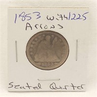 1853 Seated Quarter With Arrows