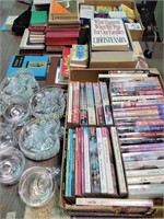Books - romance novels, religious, canning jar