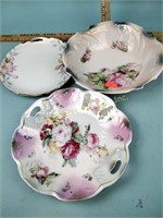 Antique German porcelain bowl, plates
