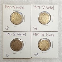 1900/1907/1908/1910 V Nickels