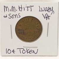 M.M. Hitt & Sons Luray, VA 10 Cent Token