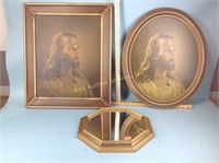 Vintage Jesus prints, octagonal mirror