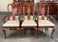 Set of 6 Cherry Queen Anne Style Chairs