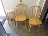 Wood crafted chairs and stool lot!