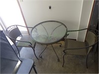 Classic glass top outdoor metal patio table!