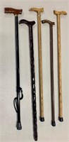 5 Assorted Duck Handle Canes-One with Light