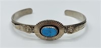 Sterling Cuff Bracelet with Turquoise.