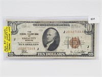 1929 Kansas City Nat'l $10 Fed Reserve Note