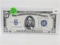 1934-A Blue Seal $5 Bill