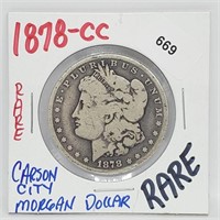 Rare 1878-CC 90% Silver Morgan $1 Dollar