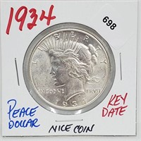 Key Date 1934 90% Silver Peace $1 Dollar