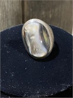 Mother of Pearl Ring set in .925 Silver size 9.5